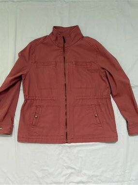 Old Navy Women’s L Utility Jacket Pink Zip Front Pockets Cotton Blend